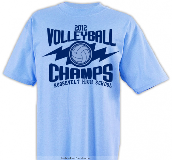 Custom Prep Volleyball Champions Volleyball T-Shirt by ClassB - S - Light Blue