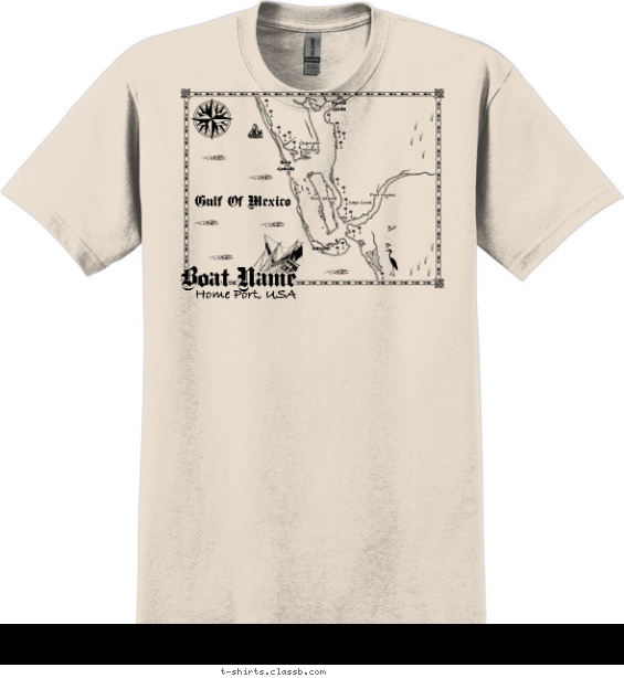 fishing-boating t-shirt design with 1 ink color - #SP1176