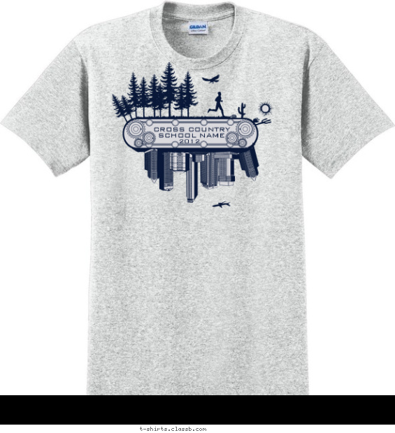 cross-country t-shirt design with 1 ink color - #SP1248
