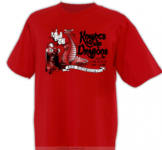 cub-scout-knights-and-dragons-themed-camp t-shirt design with 2 ink colors - #SP1447
