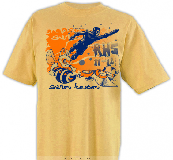 swimming t-shirt design with 2 ink colors - #SP1737