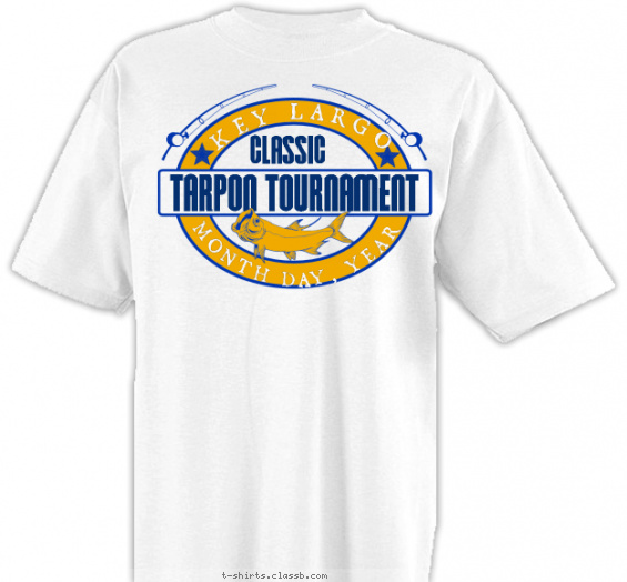 Custom Tournament Classic Fishing Boating T-Shirt by ClassB - L - White