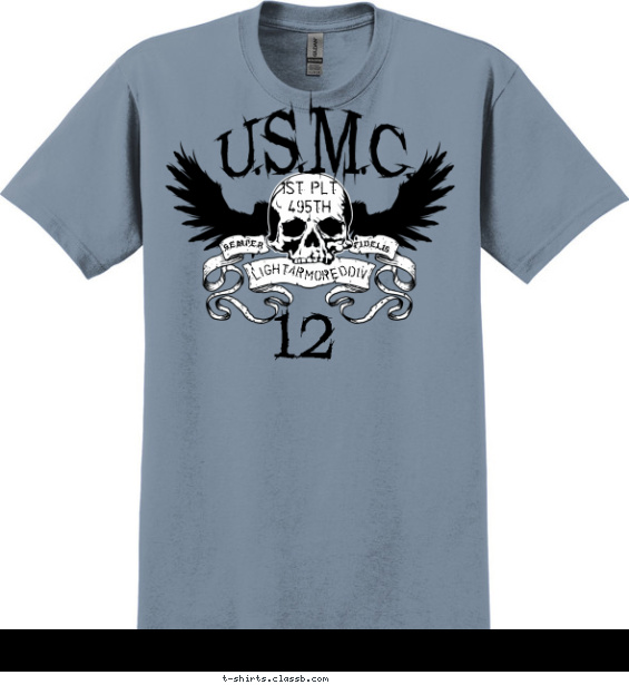 marines t-shirt design with 2 ink colors - #SP2243
