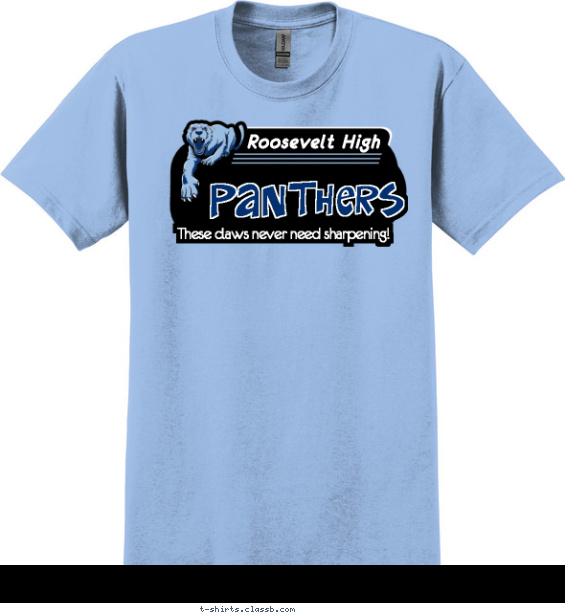 Custom SP2928 Panther's High School Shirt School Spirit T-Shirt by ClassB - 2XL - Light Blue