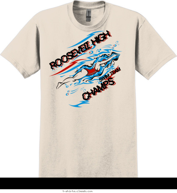 swimming t-shirt design with 3 ink colors - #SP2964