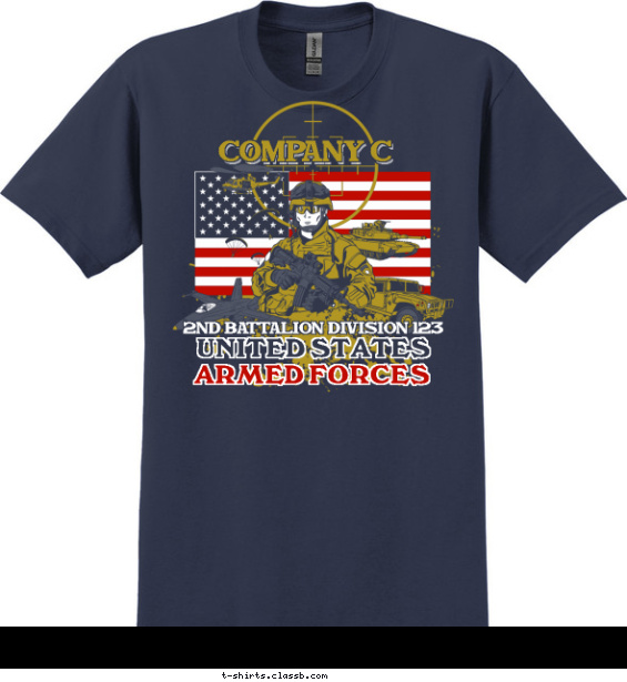 army t-shirt design with 3 ink colors - #SP3060
