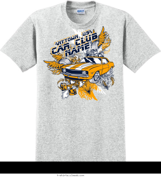 car-club t-shirt design with 3 ink colors - #SP3096