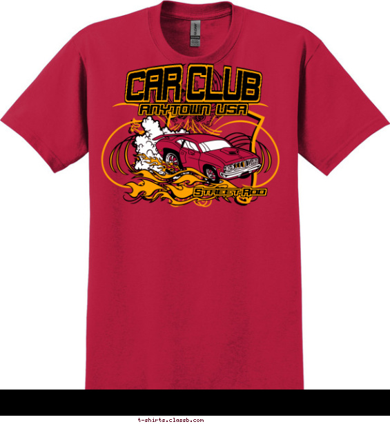 car-club t-shirt design with 3 ink colors - #SP3164
