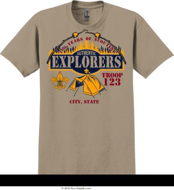 troop t-shirt design with 3 ink colors - #SP3292