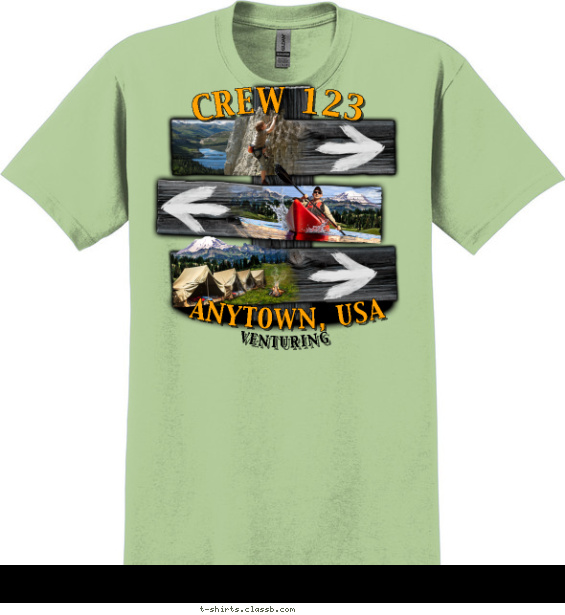 venturing-crew t-shirt design with 1 ink color - #SP3348