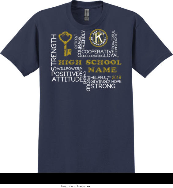 key-club t-shirt design with 2 ink colors - #SP3453