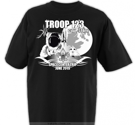 boy-scout-space-themed-camp t-shirt design with 1 ink color - #SP3469