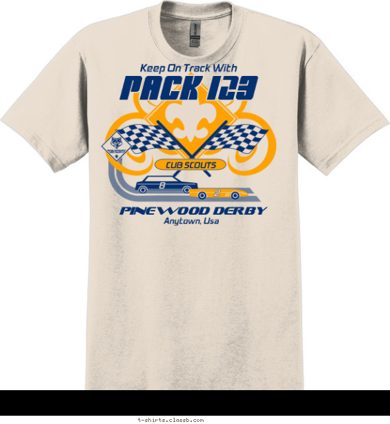 pinewood-derby t-shirt design with 2 ink colors - #SP3683