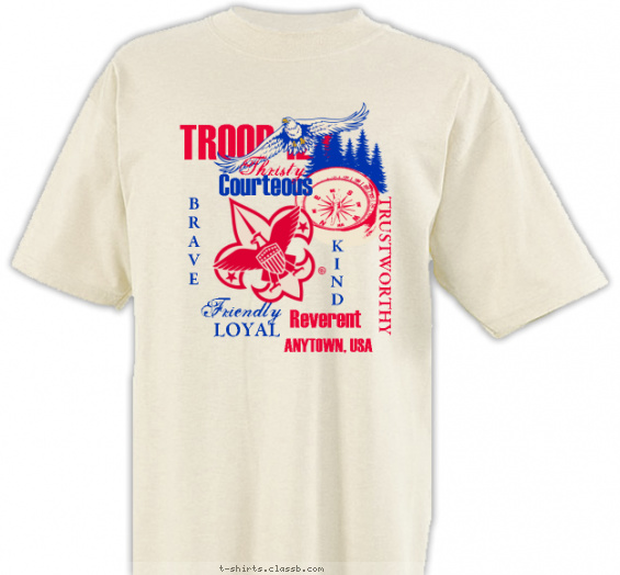 troop t-shirt design with 3 ink colors - #SP3801