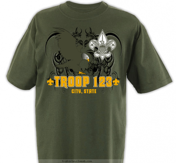 troop t-shirt design with 3 ink colors - #SP4205