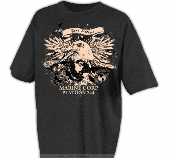 marines t-shirt design with 2 ink colors - #SP4766