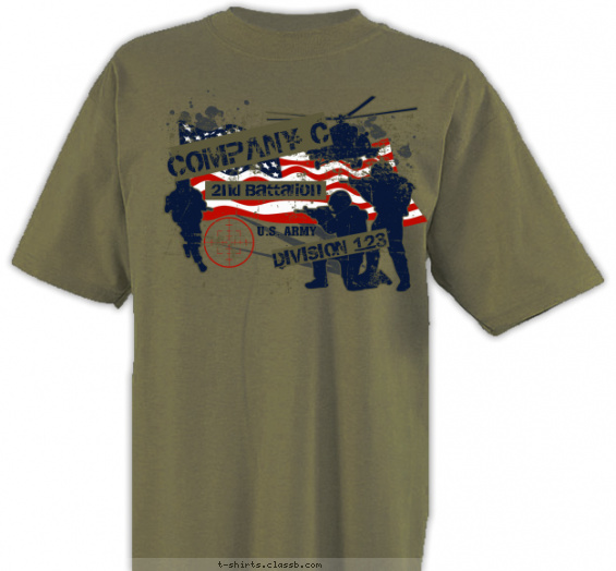 army t-shirt design with 3 ink colors - #SP4768