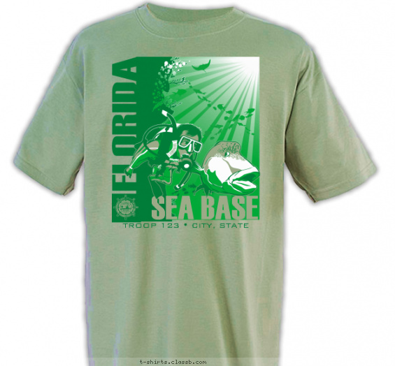 florida-sea-base t-shirt design with 3 ink colors - #SP5036