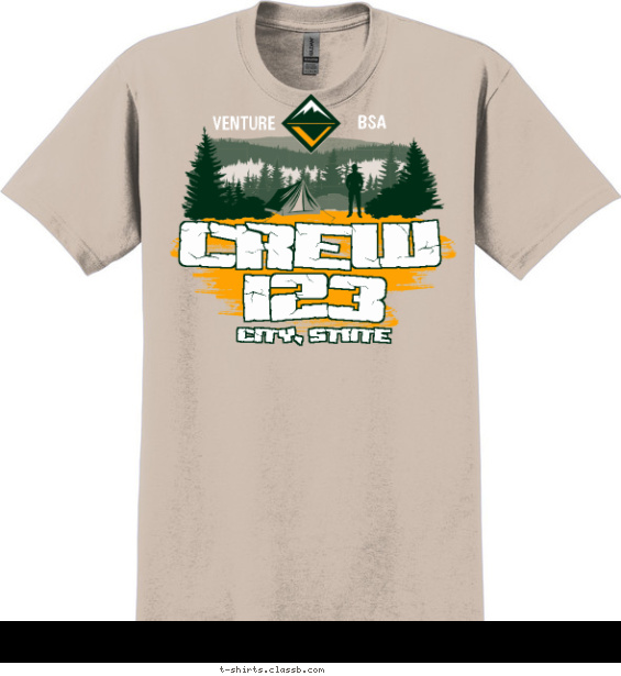 venturing-crew t-shirt design with 3 ink colors - #SP5458