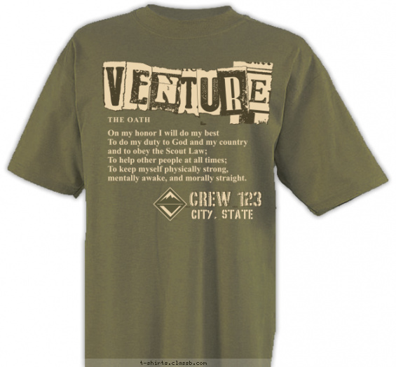 venturing-crew t-shirt design with 2 ink colors - #SP5459