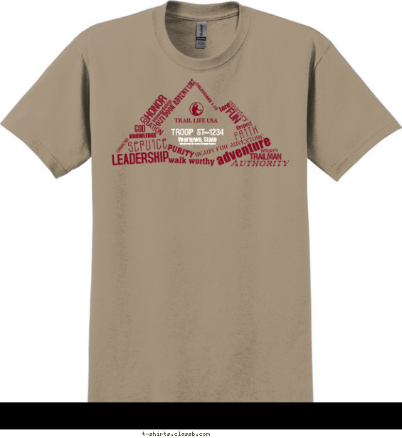 trail-life t-shirt design with 2 ink colors - #SP5914