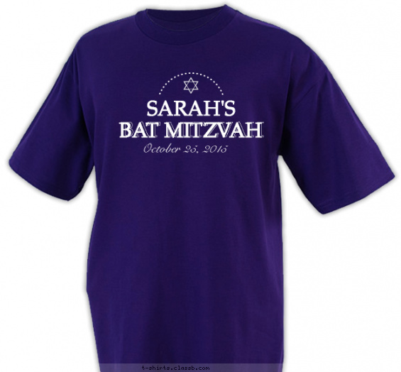 bat-mitzvah t-shirt design with 1 ink color - #SP6239