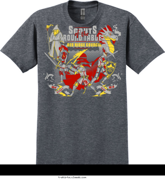 boy-scout-knights-and-dragons-themed-camp t-shirt design with 3 ink colors - #SP7075