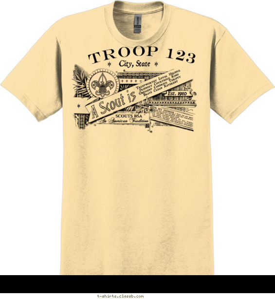 troop t-shirt design with 1 ink color - #SP847