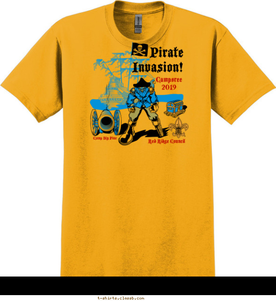 boy-scout-pirate-themed-camp t-shirt design with 3 ink colors - #SP906