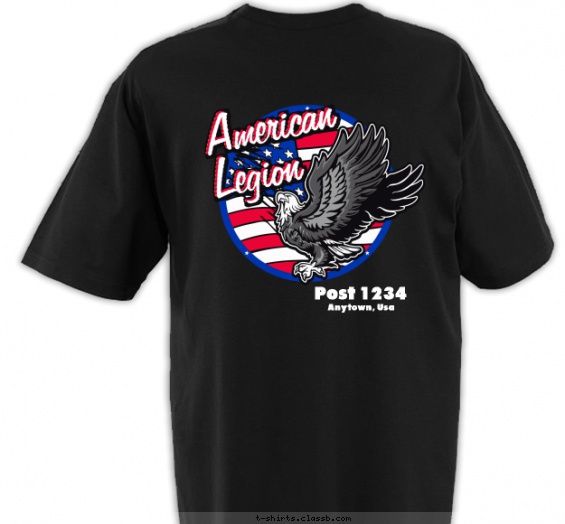 American Legion American Flag Oval T-shirt Design on Back