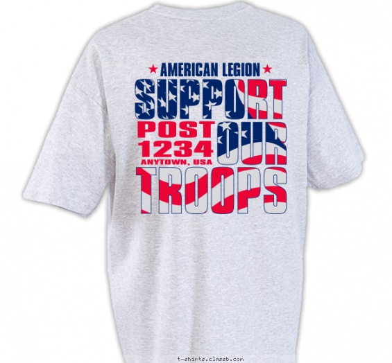 Support our Troops with American Flag T-shirt Design on Back