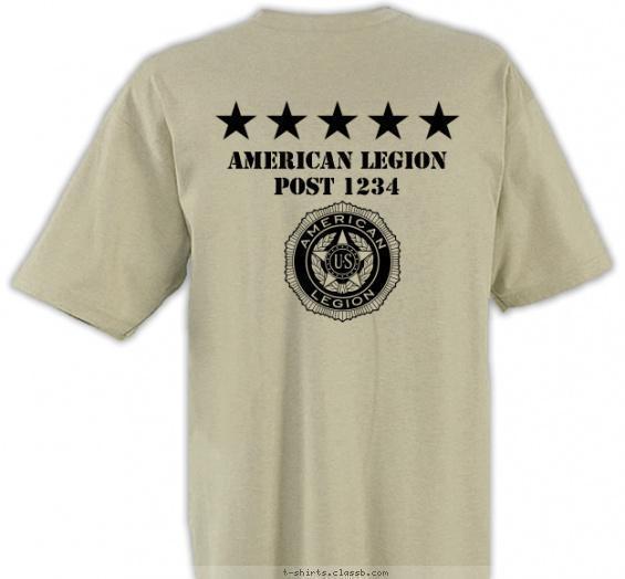 American Legion Flag Pole T-shirt Design on Back