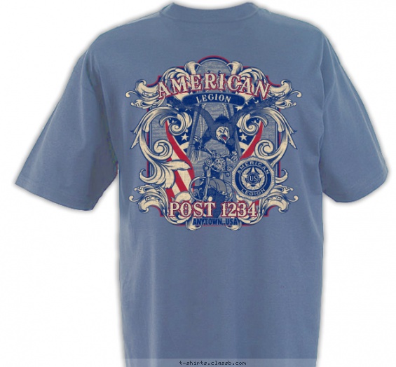 2 Star American Legion T-shirt Design on Back