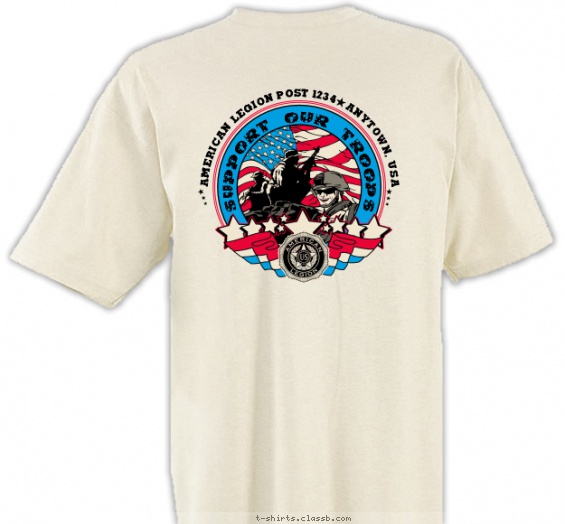 American Legion 5 Star Emblem T-shirt Design on Back