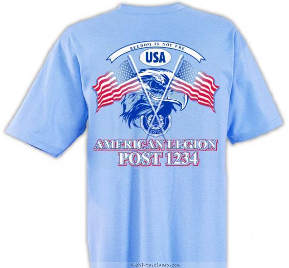 American Flags with Eagle Head T-shirt Design on Back